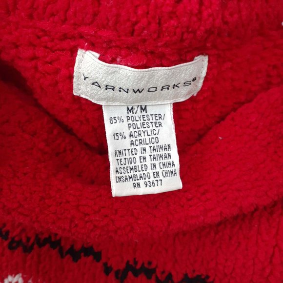 Yarnworks Snowflake Chunky Knit Sweater Size M. Red black white. Ski Novelty - Picture 11 of 11